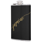Flasques Simple Girl Noir Et Or Monogramme Nom Script (Gauche)