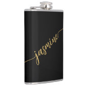 Flasques Simple Girl Noir Et Or Monogramme Nom Script (Droite)