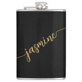 Flasques Simple Girl Noir Et Or Monogramme Nom Script (Devant)