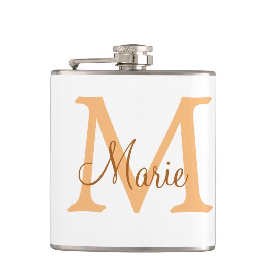 Flasques simple minimal ajouter nom monogramme orange marro (Devant)