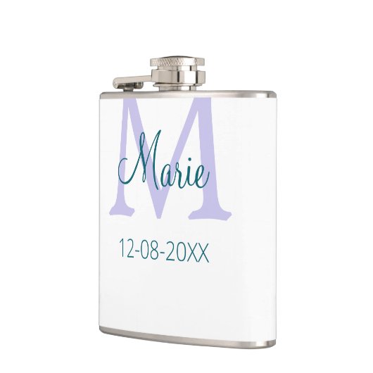 Flasques simple minimum ajouter nom monogramme violet vert  (Gauche)