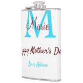 Flasques simple minimum jour mère bleu monogramme rose nom (Gauche)