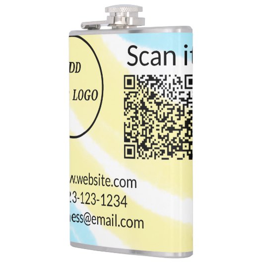 Flasques Simple minimum q r code ajouter logo code d'analys (Gauche)