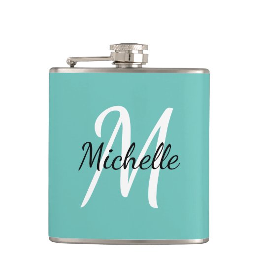 Flasques Simple Monogramme Bleu Clair (Devant)