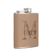 Flasques Simple Script Monogramme Or Taupe Métallisé Or (Droite)