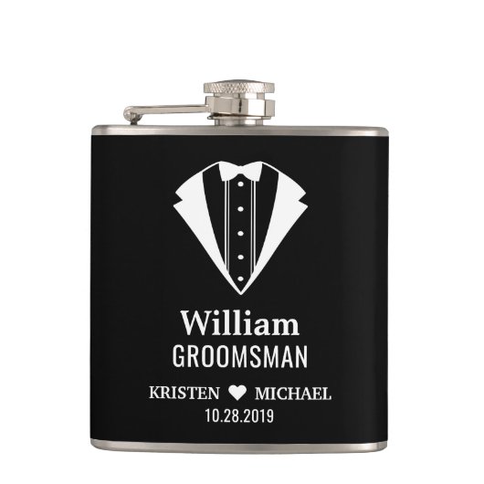 Flasques Simply Classy Tuxedo Suit Mariage Groom Groomsman (Devant)