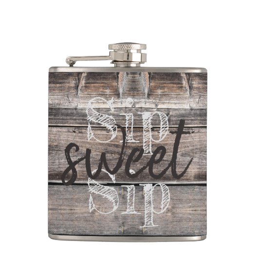 Flasques SIP SIP SWEET SIP patiné en bois en détresse | (Devant)