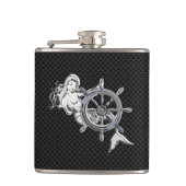 Flasques Sirène Chrome sur l'impression de fibre de carbone (Devant)