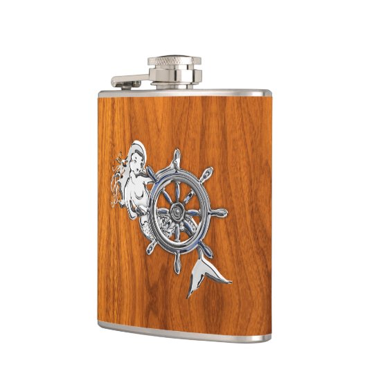 Flasques Sirène Chrome sur l'impression de teck (Gauche)