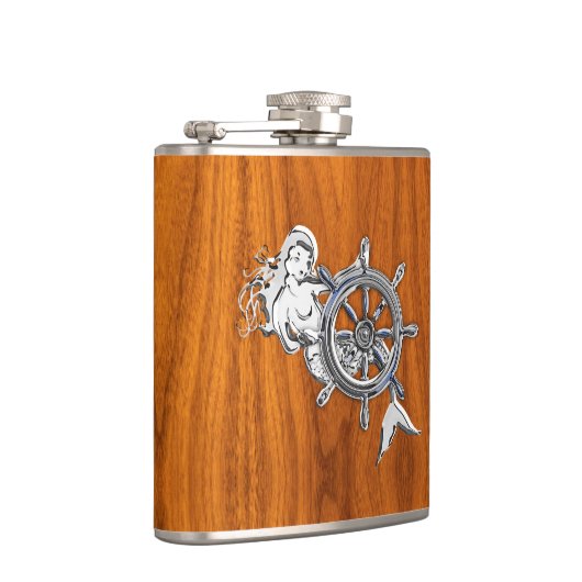 Flasques Sirène Chrome sur l'impression de teck (Droite)