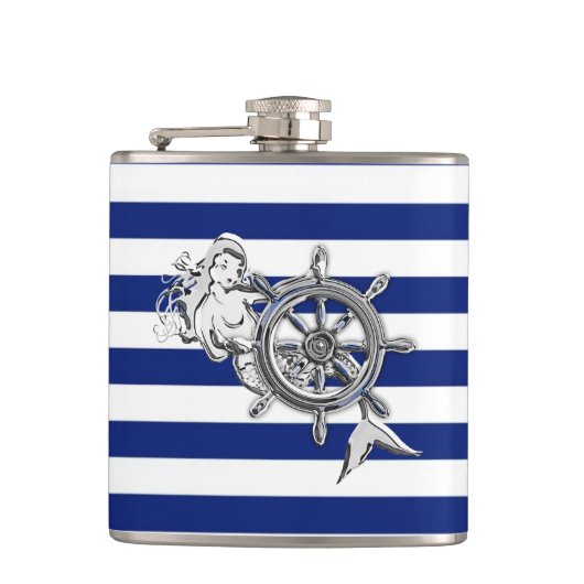 Flasques Sirène de chrome sur des rayures de marine (Devant)