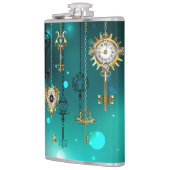 Flasques Skeleton Keys on Green Background (Gauche)