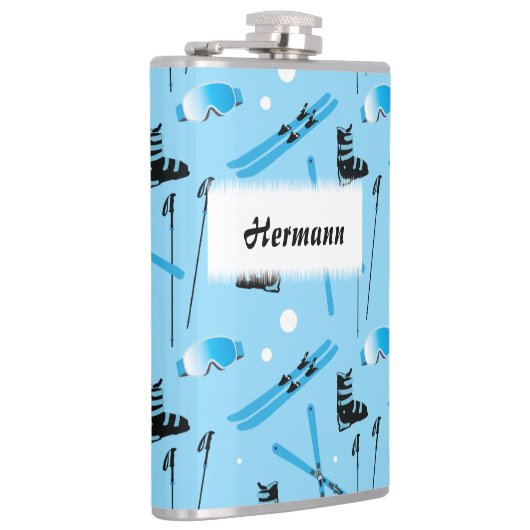 Flasques Skiing Equipment Pattern Blue Personalised (Droite)