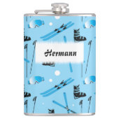 Flasques Skiing Equipment Pattern Blue Personalised (Devant)