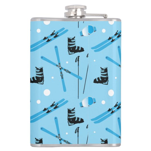 Flasques Skiing Equipment Pattern Blue Personalised (Dos)