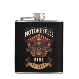 Flasques Skull Ride Cycles moteurs, Ride To Live