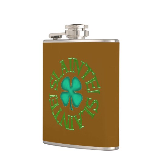 Flasques Slainte w clover brown wrapped flask (Gauche)