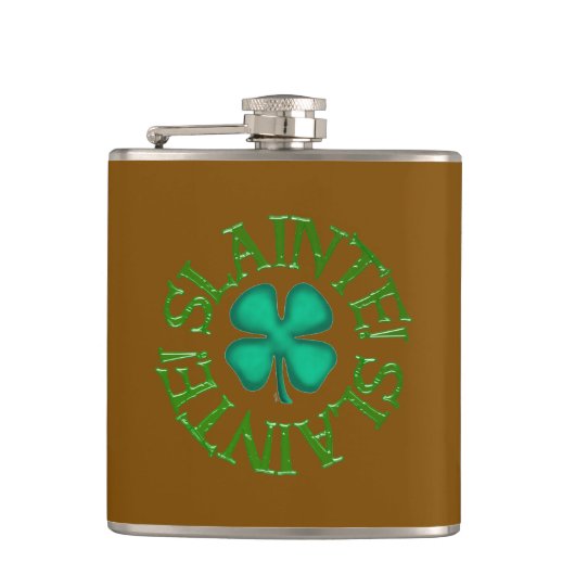Flasques Slainte w clover brown wrapped flask (Devant)