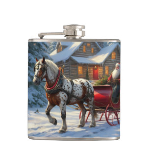 Flasques Sleigh Père Noël à cheval de Noël