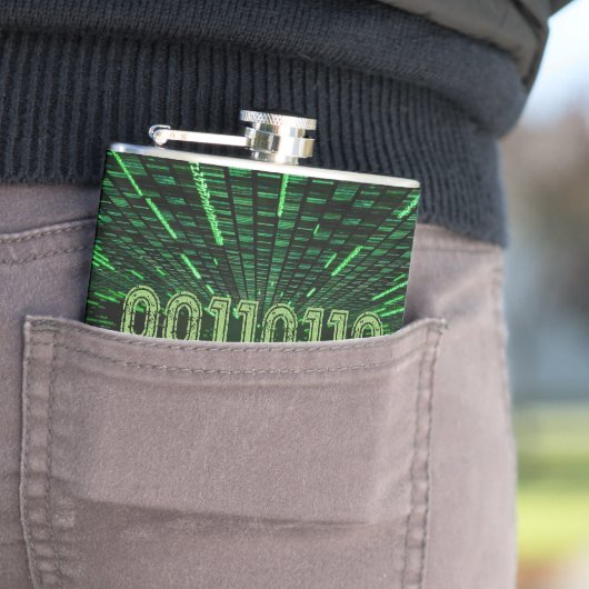 Flasques SlipperyJoe's 69 code binaire vert vibrant calcul (En situation)