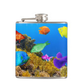 Flasques SlipperyJoe's Fish Pride tropicale vert bleu pourp (Devant)