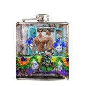 Flasques SlipperyJoe's Mardi Gras Hommes violet or vert bal (Devant)