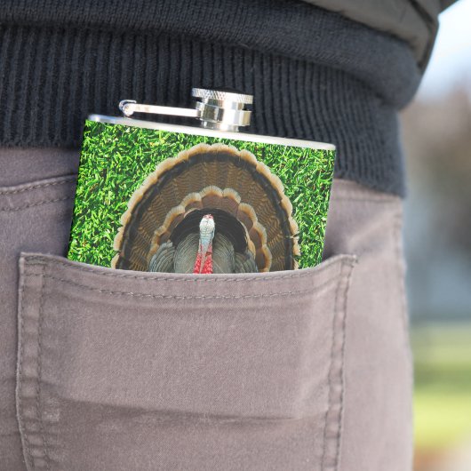 Flasques SlipperyJoe's Thanksgiving turkey grass manger du  (En situation)