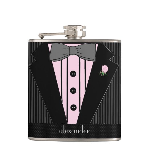 Flasques Smoking-Mariage noir et gris de rayure de Pin (Devant)