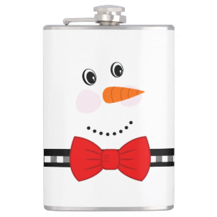 Flasques Snowman Face Red Bowling Black Buffalo Plaid