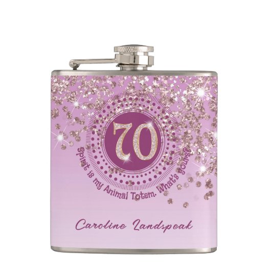 Flasques Soixante-dix & Rose Paillettes d'or & Citation pou (Devant)