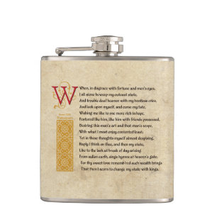Flasques Sonnet 29 de Shakespeare (XXIX) sur le parchemin
