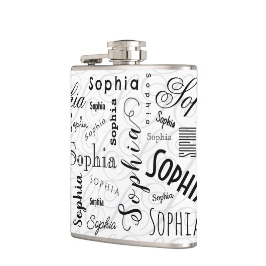 Flasques Sophia Nom personnalisé Motif noir blanc (Gauche)