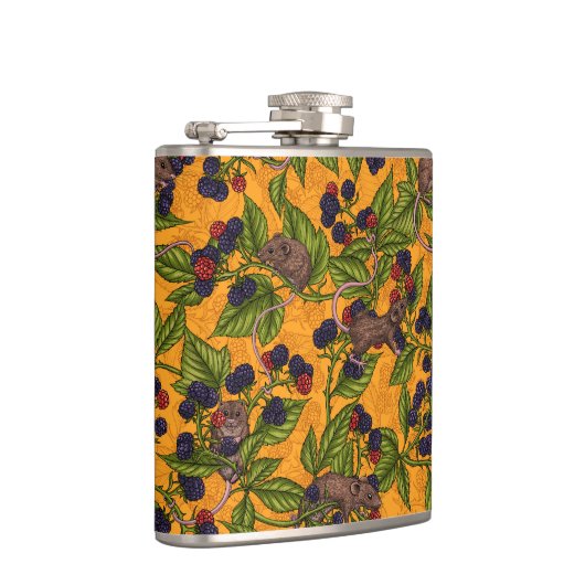 Flasques Souris et mûres sur jaune (Droite)