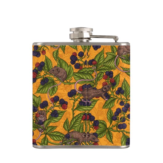 Flasques Souris et mûres sur jaune (Dos)