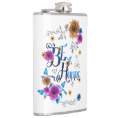 Flasques Soyez heureux Quote Positive Bleu Purple Or Fleurs (Droite)