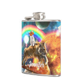 Flasques Space Galaxy Cat Riding Tiger sur Pizza (Gauche)