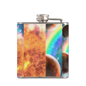 Flasques Space Galaxy Cat Riding Tiger sur Pizza (Dos)