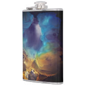 Flasques Space Nebula bleu jaune Alcool art (Gauche)