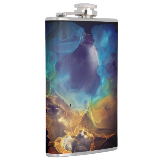 Flasques Space Nebula bleu jaune Alcool art (Droite)