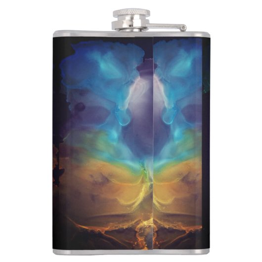 Flasques Space Nebula bleu jaune Alcool art (Dos)