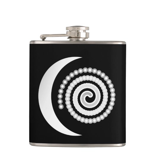Flasques Spirale de lune d'argent sur noir (Devant)