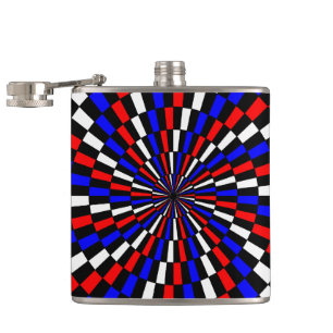 Flasques Spirale rouge blanc de Checker bleu par Kenneth Yo