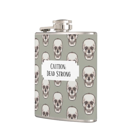 Flasques Spooky Skull Dead Strong Add Your Own Text Pattern (Gauche)