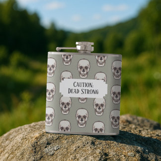 Flasques Spooky Skull Dead Strong Add Your Own Text Pattern