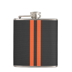 Flasques Sportive Orange Stripes sur fibre de carbone