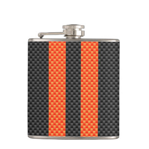 Flasques Sportive Orange Stripes sur fibre de carbone
