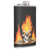 Flasques Squelette rétro mort brûlant crâne en feu (Droite)