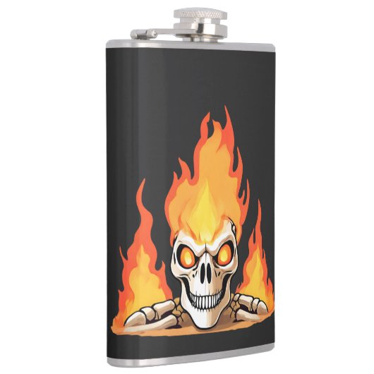 Flasques Squelette rétro mort brûlant crâne en feu (Droite)