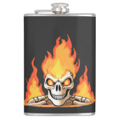 Flasques Squelette rétro mort brûlant crâne en feu (Devant)