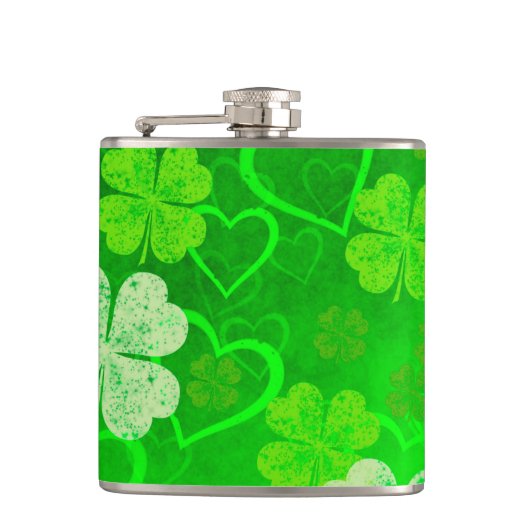 Flasques St. Patrick's Day Clovers and Hearts (Devant)